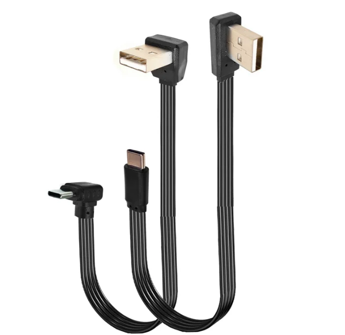 90 Degree USB 2.0 Cable A Male to C Male Flat Short Cable Support to Charging/Transfer soft silicone Right Angle for Laptop,TV