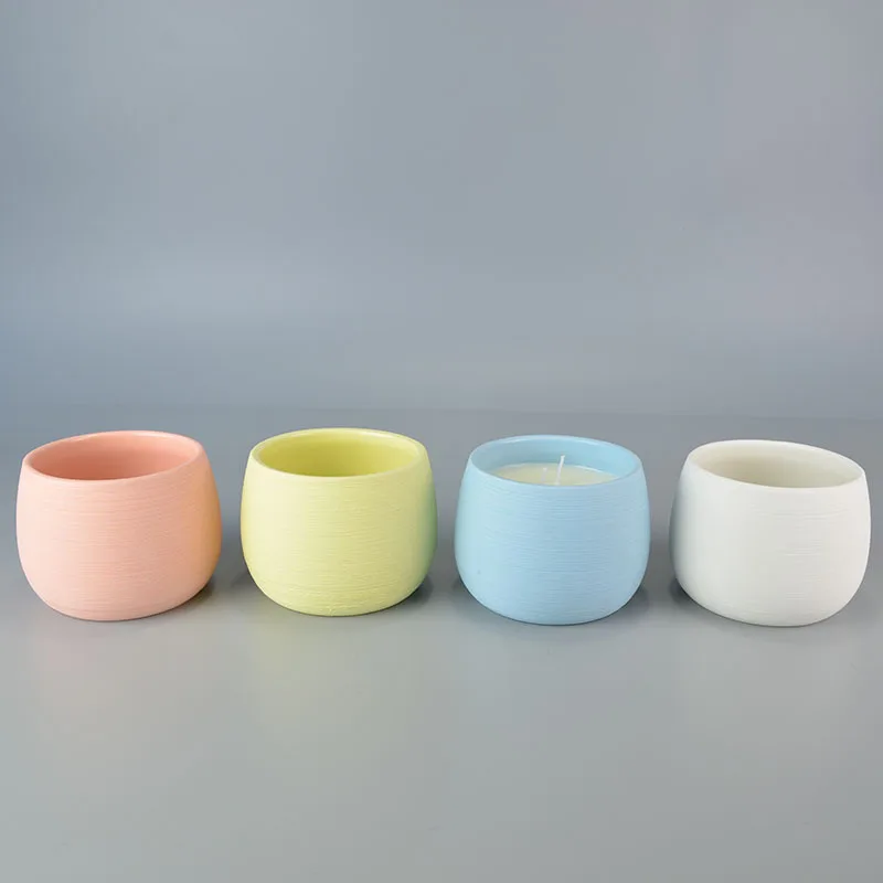 Wishhouse Top Quality Customization Wholesale Candle Vessels Colorful Ceramic Candle Jar For Soy Wax Scented Candles