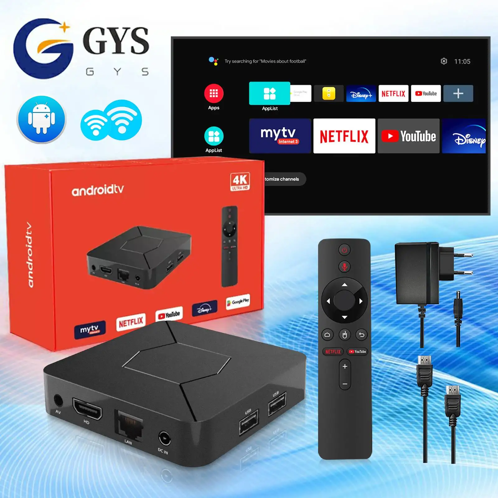 GYS Factory Q5 Wholesale Price  4K OTT  2+8G H313 Ready to Ship Set Top Box Digital