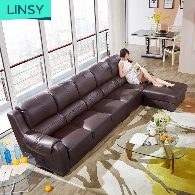 Linsy Modern 5 7 Seater L Shape European Style Italian Luxury Leather Sofa Set Designs Couch Living Room Furniture Sets LQ02
