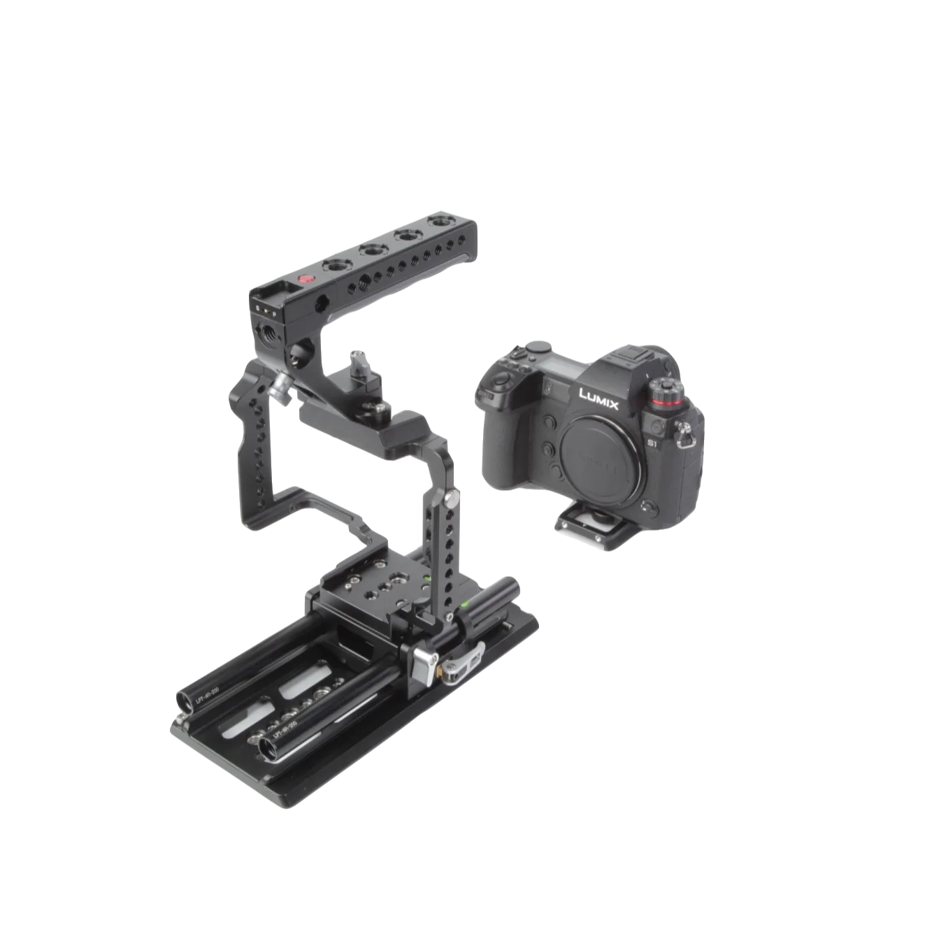 GEARVOO S1C Camera Cage for Panasonic Lumix S1R S1 Protective Housing Video Vlog Cage,with manfrotto 501 quick release plate.