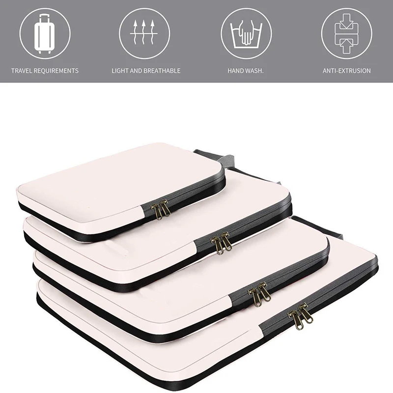 Compression Packing Cubes 4 Pcs Expandable Travel Luggage Organiser Set Extensible Organizer Bags