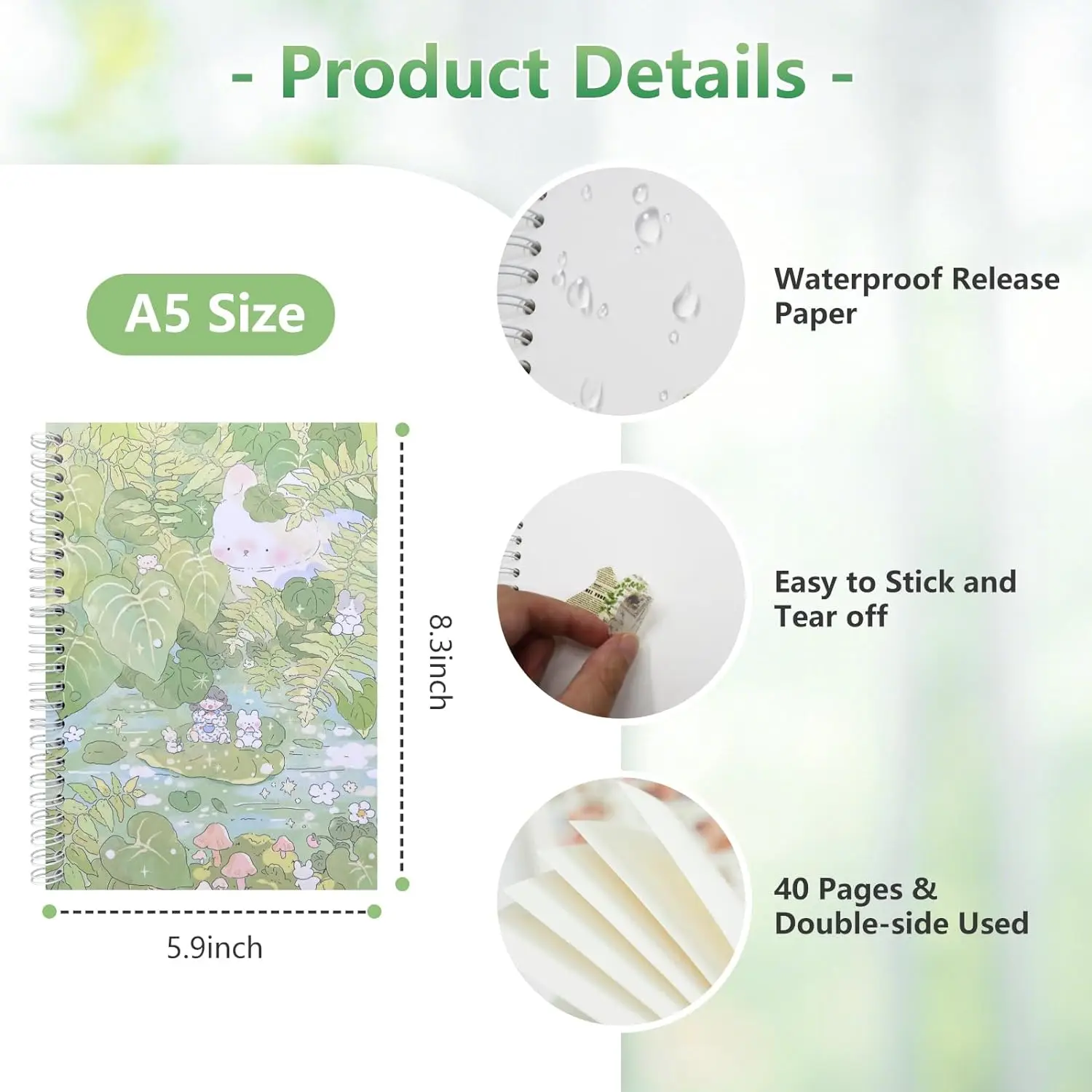 Myway Reusable Sticker Storage Book Collecting Album Blank Stickers Organizer Book A5 Size with 40 Sheets Blank Release Paper