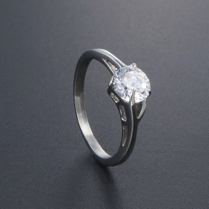 
925 Sterling Silver Ring Round Single Cubic Zircon Wedding Engagement Bridal Ring Set 