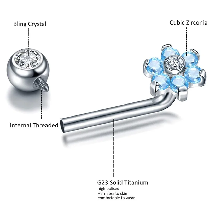 Getta 14G Solid Titanium Christina Piercing Barbell flower VCH Ring Bar Genital Jewelry Vertical Hood piercing for women