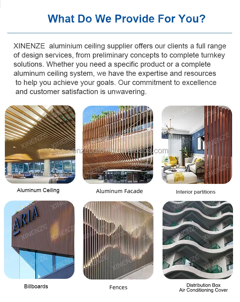 Customized U-Baffle Ceiling System Metal Square Tube Aluminum Ceiling