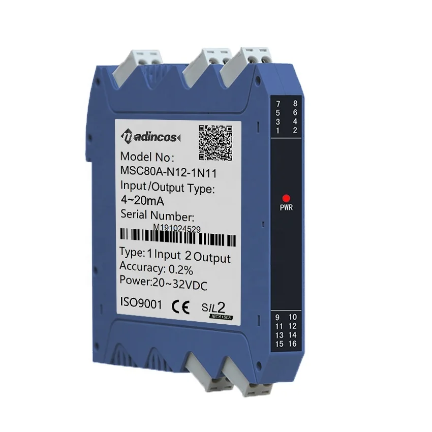 MSC80A:0.15% DIN35mm Isolated Analog Input Output 0-5v,1-5v,0-10v DC Voltage Signal Isolator Converter for PCL, DCS