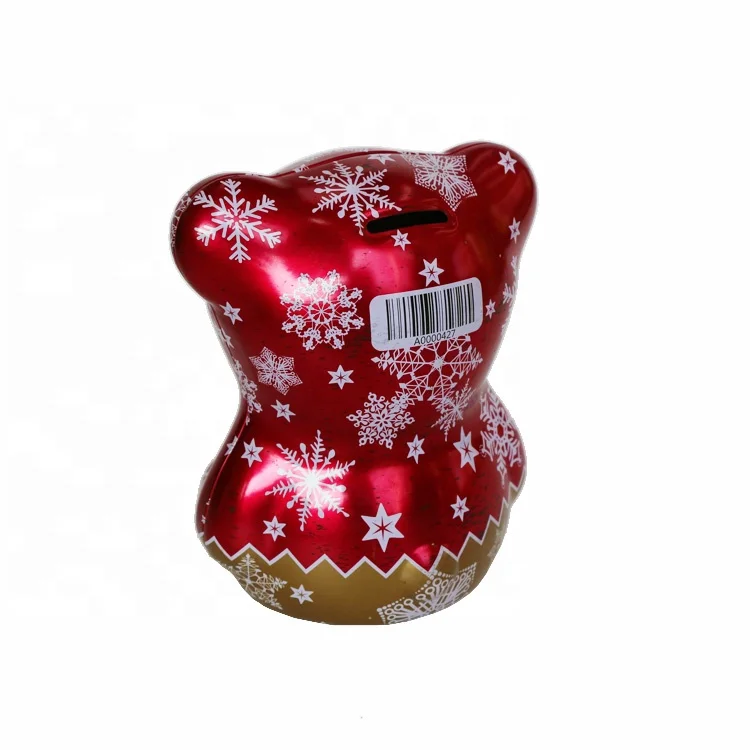 Wholesale children storage Christmas gift pocket money piggy bank bear tin box can