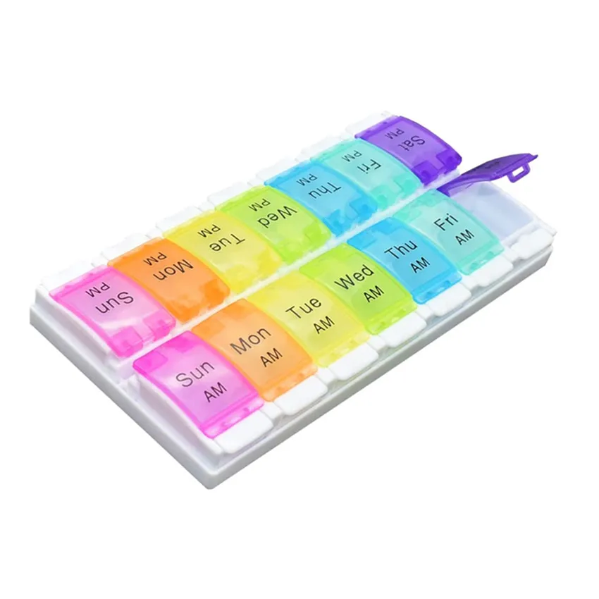 Wholesale Custom Portable Weekly AM/PM 14 Cases Pills Cases Container Medicine Storage Organizer