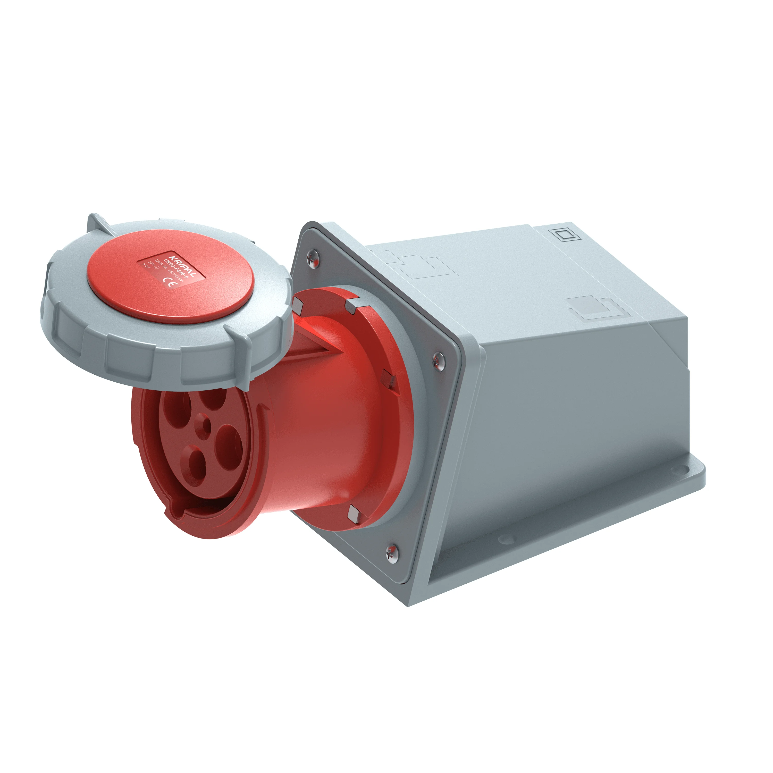 KRIPAL 5 pin 125 amp industrial wall mount socket outlets 125A CEE electrical plugs and socket 3 phase Female Industrial Socket