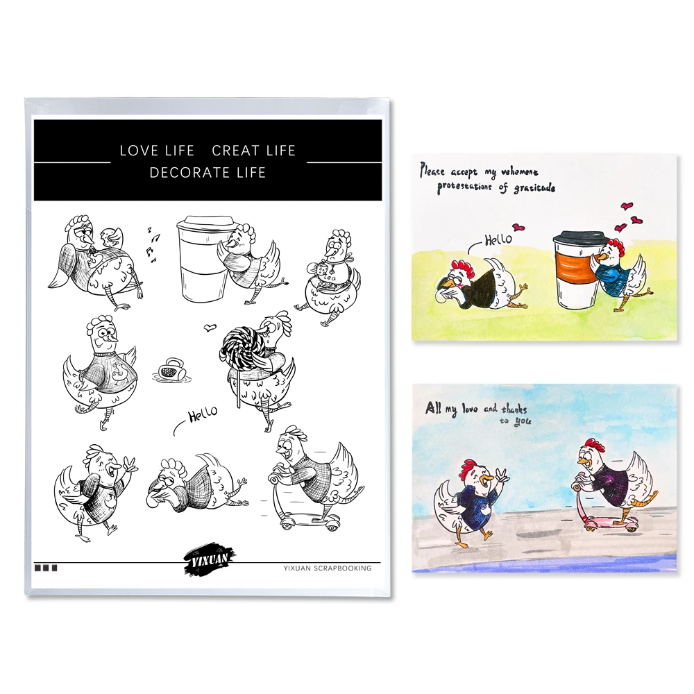 Cartoon Poultry Anime Chicken Shape Diy Die Scrapbook Metal Cut Clear Silicone Stamps