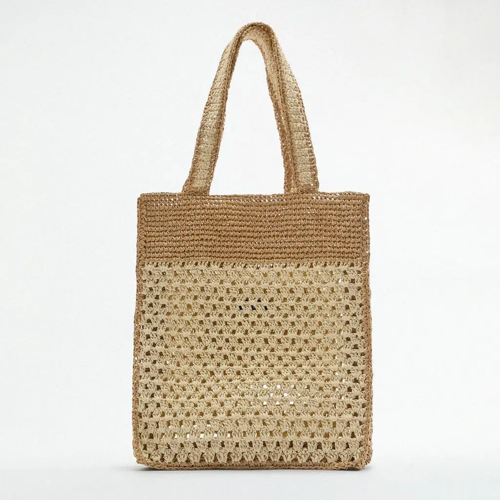 2022 New Arrival Summer Single Shoulder Bag Designer Hand Made Crochet Paper Straw Tote Beach Bag