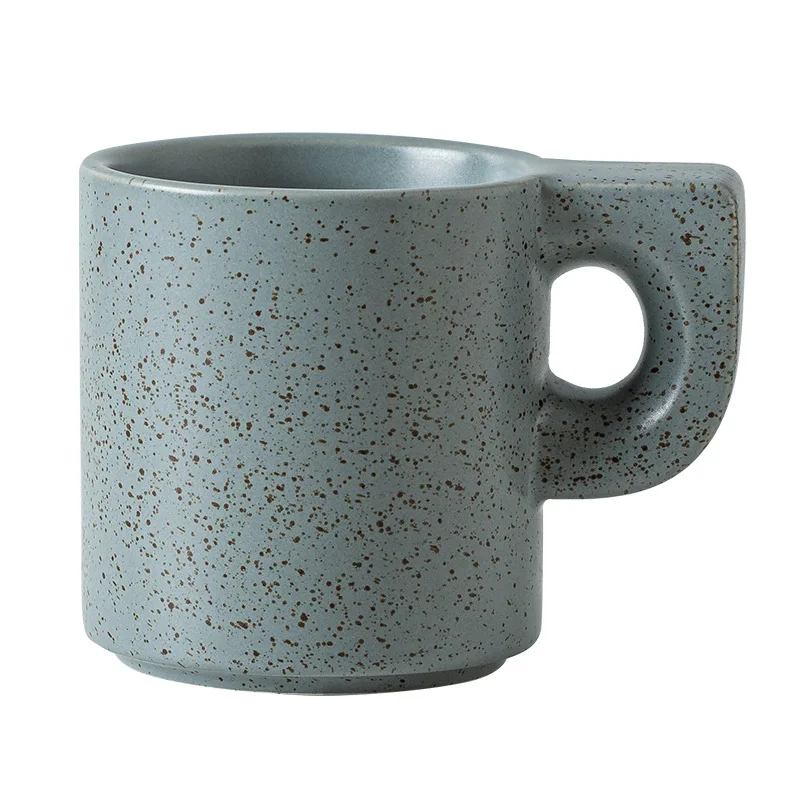 Creative C-shaped handle mug Nordic simple sesame dots ceramic cup