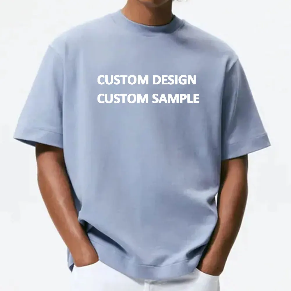 XINLILAI Embossed Design T Shirt Manufacturer Custom 240 GSM 100% Cotton Thick Collar O Neck TShirts Premium T-Shirts For Men