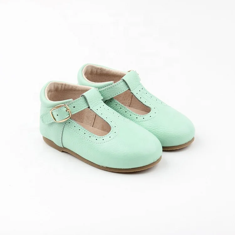 Hot Sale Fashion Spanish Baby Shoes Girls T-straps Green Baby Tbar Shoes For Spring Summer
