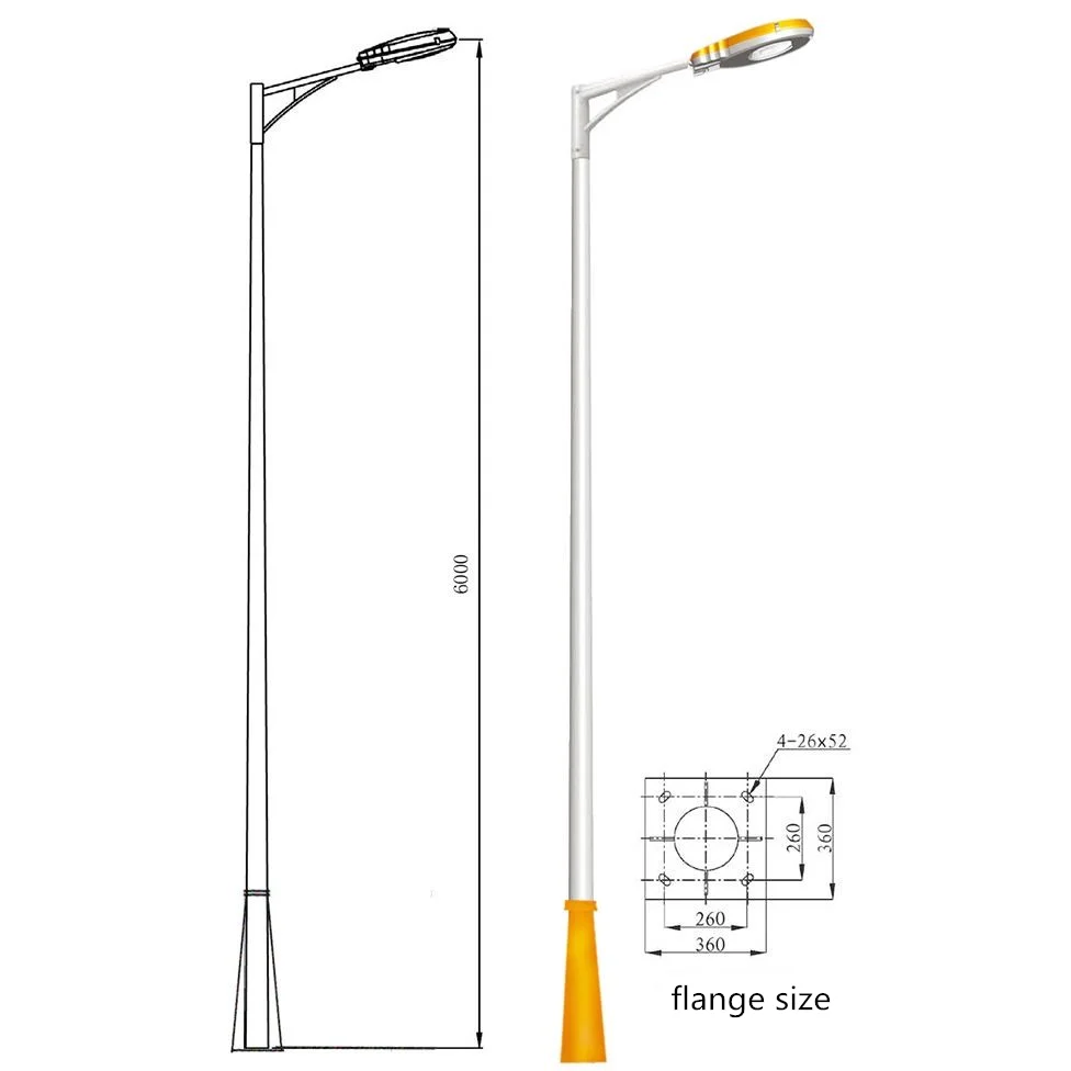 High Quality Q235 Galvanized Street Light Pole for Road Lighting