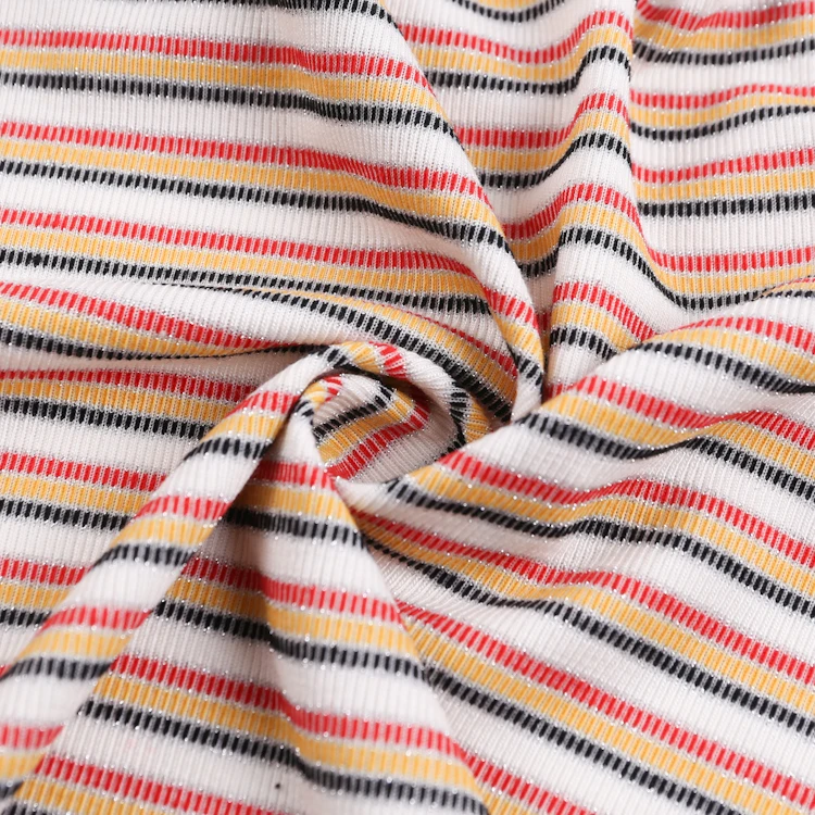 2021 new design colorful micro rib 100% polyester stripe jersey knit fabric