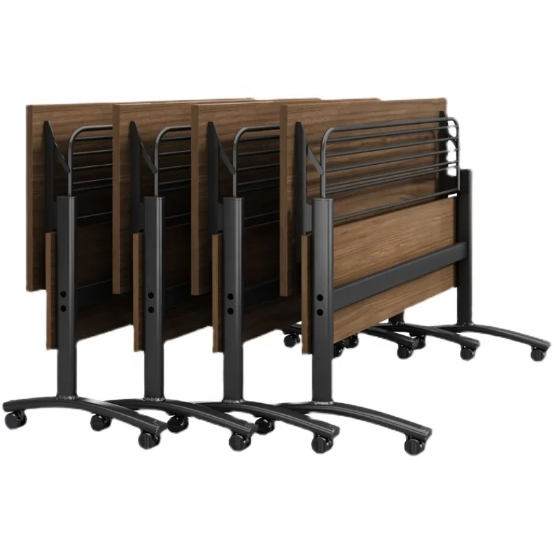 flip top movable foldable student school room computer desk with wheel training meeting adjustable conference study office table