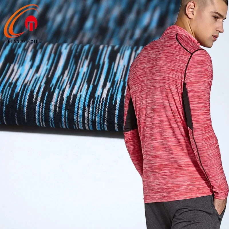Chunnuo Textile 90%poly 10%spandex Space Dye Single Jersey Spandex Fabric Polyester / Lycra 85% Polyester/ 15% Spandex Knitted