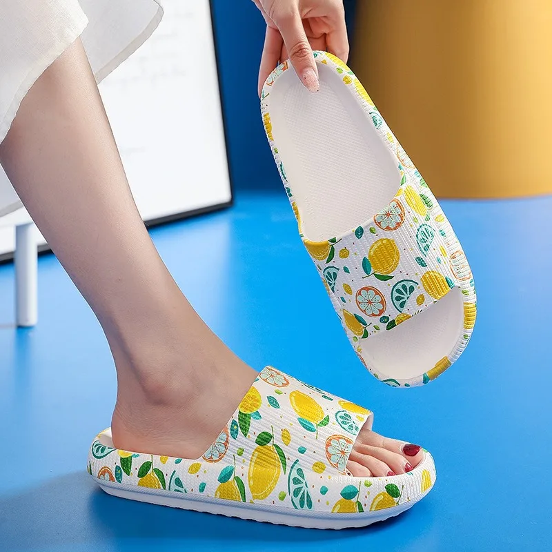 Всесезонная резиновая подушка EVA для девочек с мультяшным принтом оранжевая Милая Новинка Лидер продаж сандалии-подушки