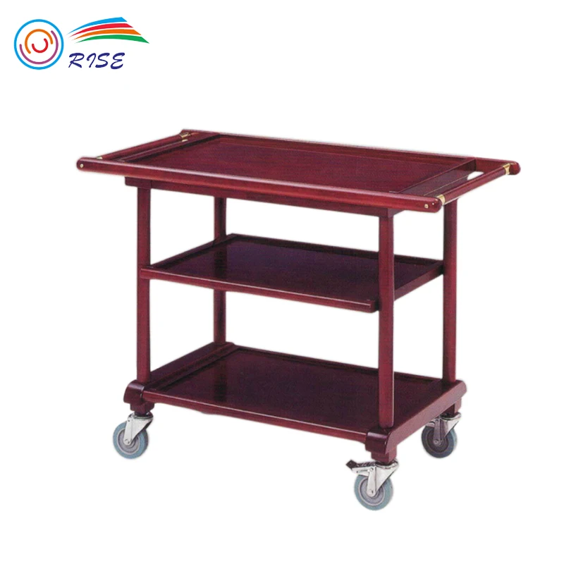 Modern commercial Hotel furniture solid wood finished dessert liquor storage service trolley