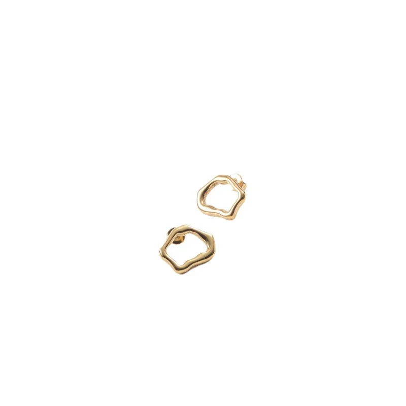 Titanium Steel Earrings with Unique Shape and 18K Gold Plating, Fashion Statement Jewelry