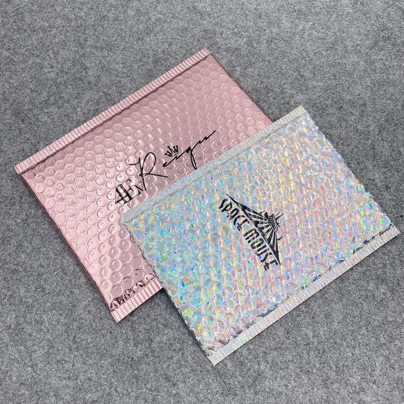 Custom Printed Envelope Air Padded Bubble Mailers Shipping Packaging Mailing Bags Rose Gold Poly Bubble Mailers Courier Delivery