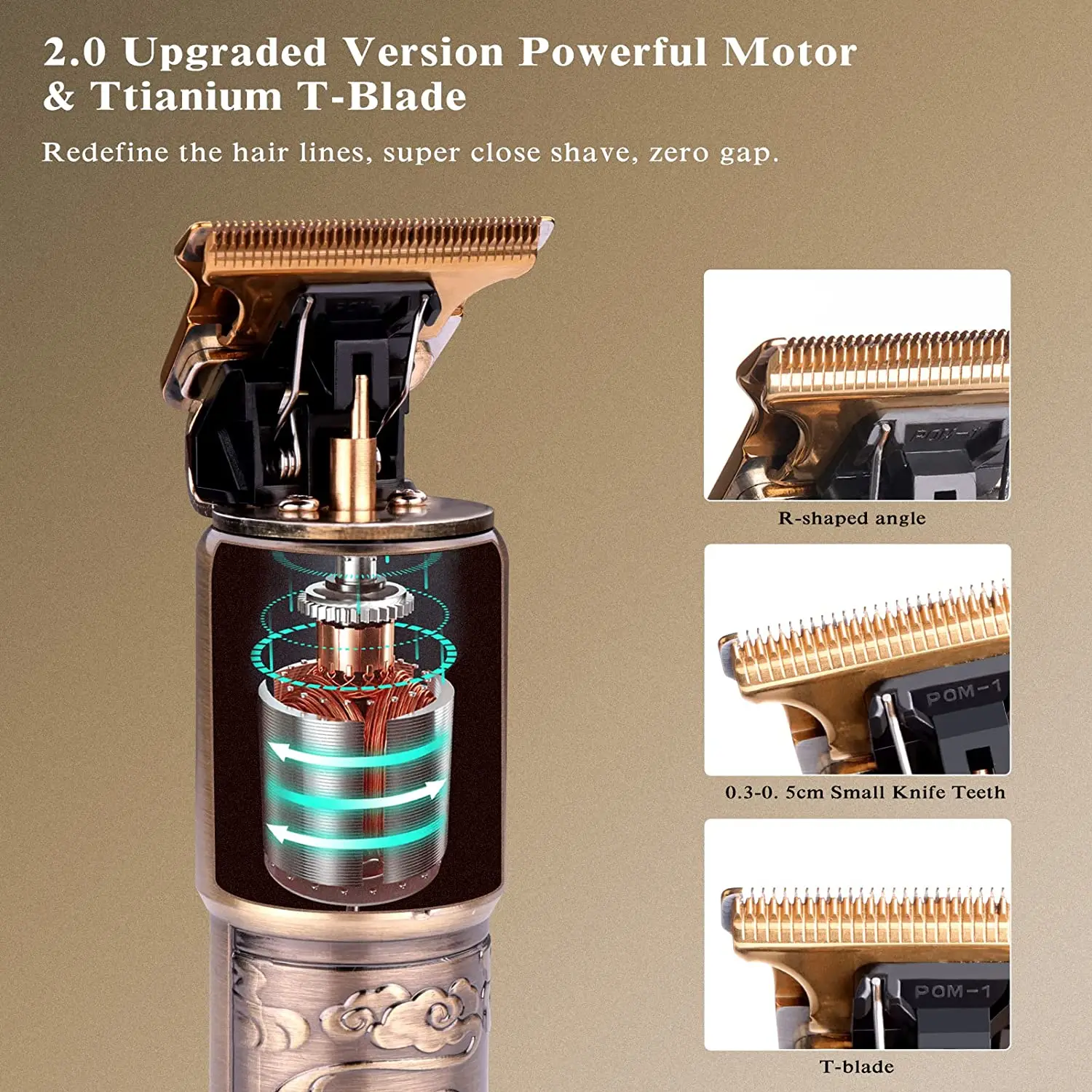 Pro T-Blade Titanium Cordless Lithium Hair Clippers Double Foil Shaver Men Hair Beard Trimmers Barber Electric Razor