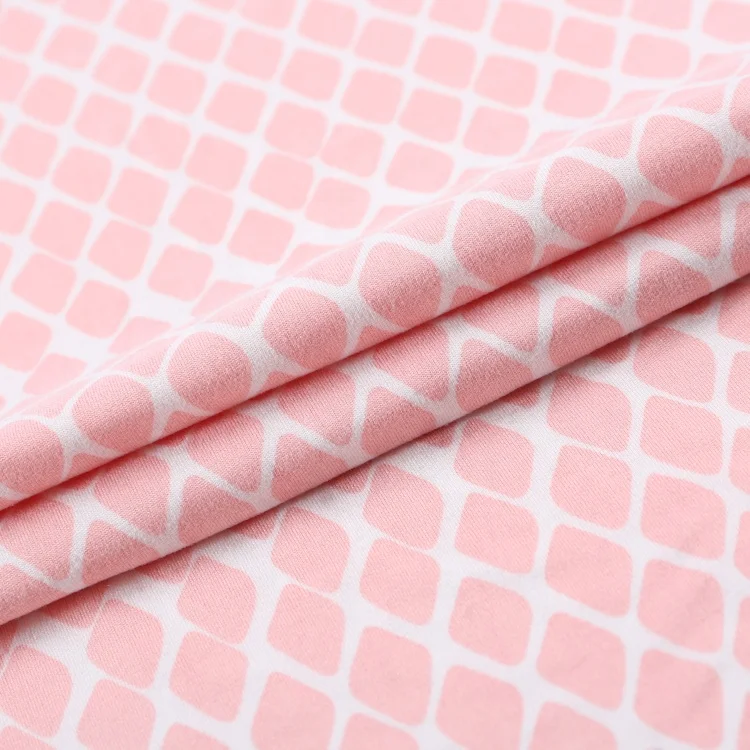 Classic ready-made interlock prismatic pink weft knit available digital print stretch fabric