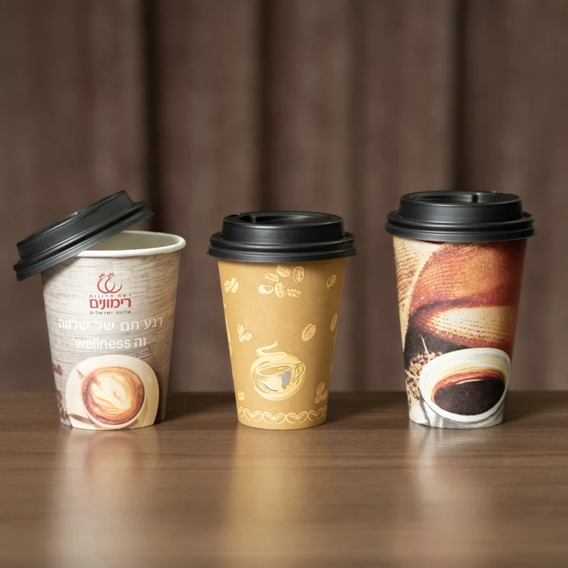 Eco Friendly Recycled White Kraft Food-grade Custom logo Printed Paper Coffee Cups Wholesale