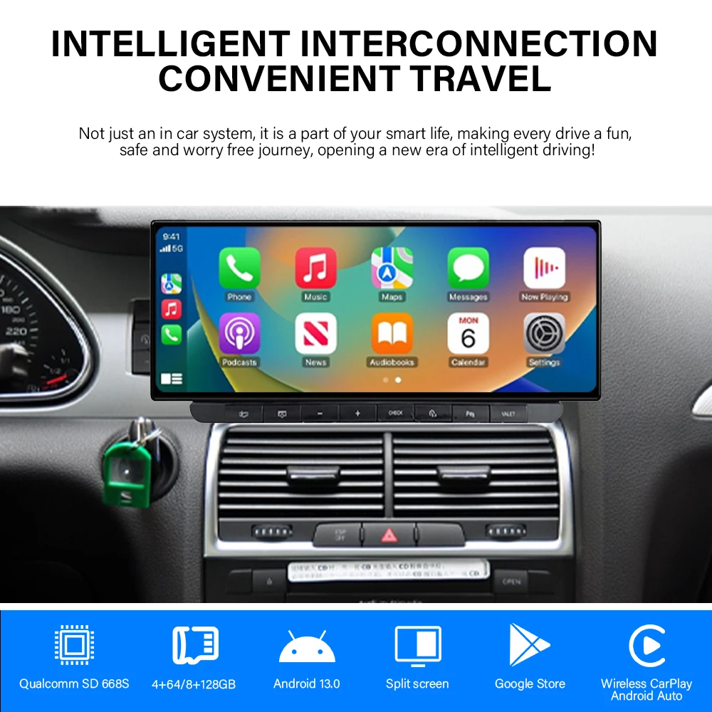 2005-2017 Audi Q7 12.3' Android Touch Screen Carplay Stereo 2K HD wifi GPS Quality with DVR for Dashboard Installation