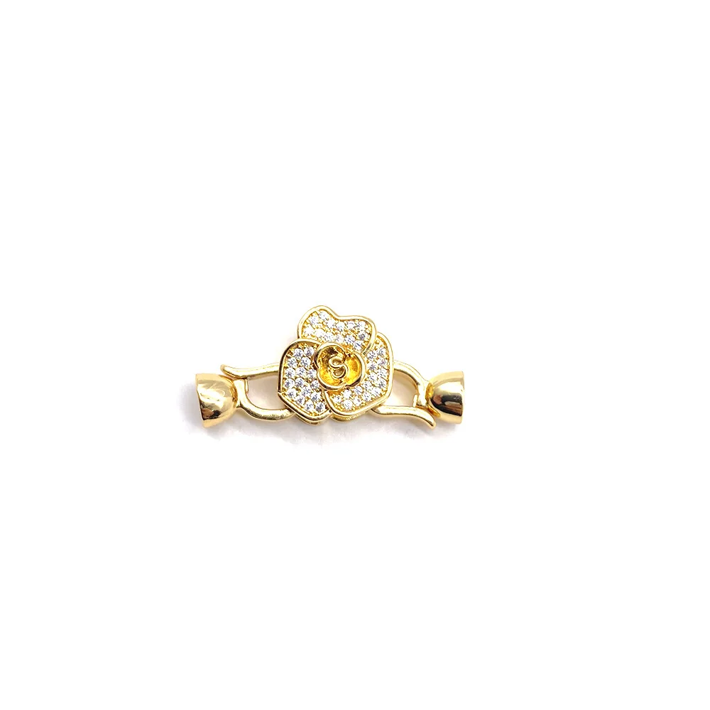 Rose-Shaped Brass Zircon Bow Connector Clasp for DIY Jewelry Making - Elegant and Durable