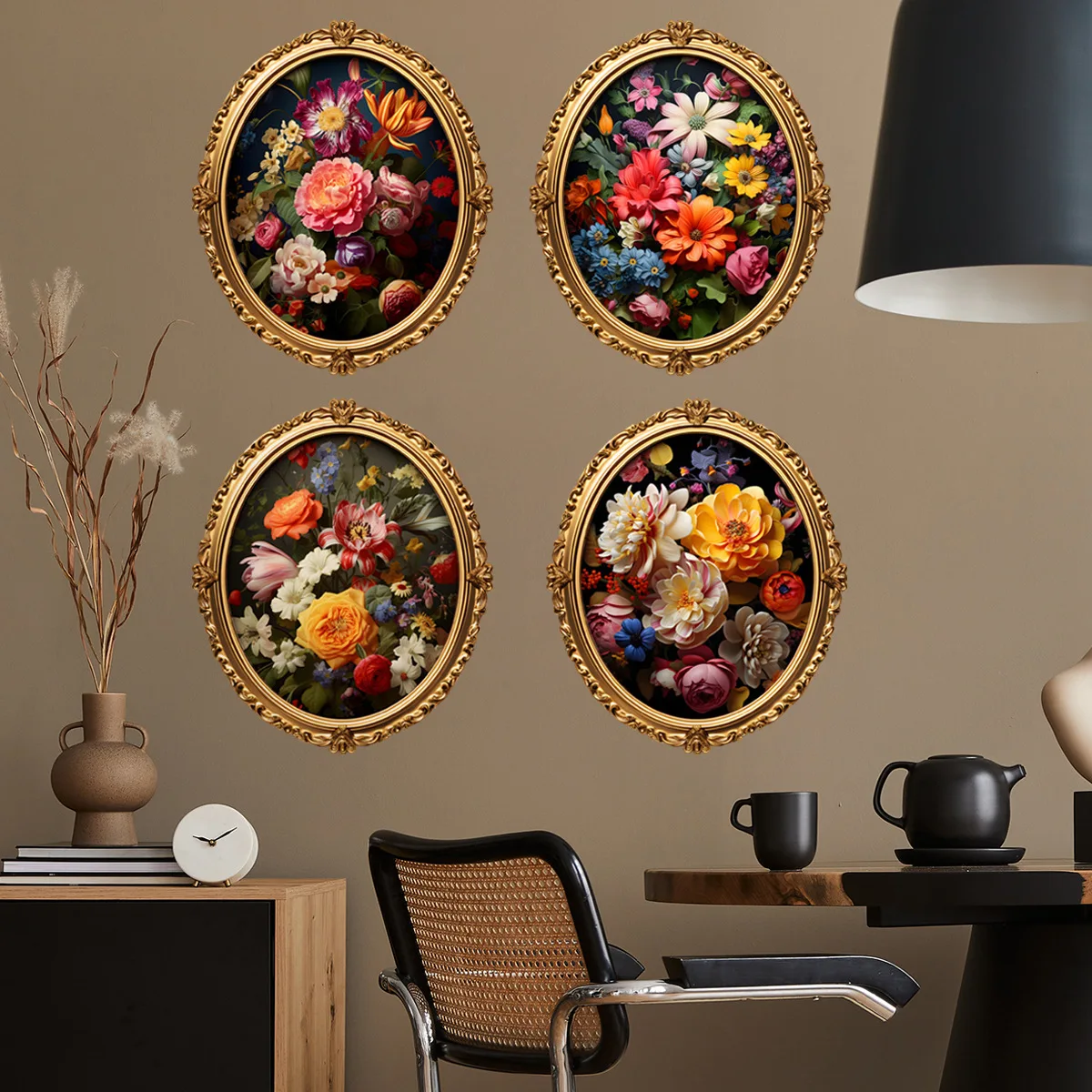 30*35cm*4pcs 3D Photo Frame Wallpaper Arts 3D Oil Painting Wall Sticker Home Decor Living Room