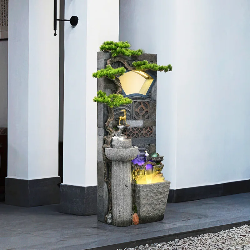 indoor out garden home decor accessories large resin water fountain waterfall curtain with light fish tank