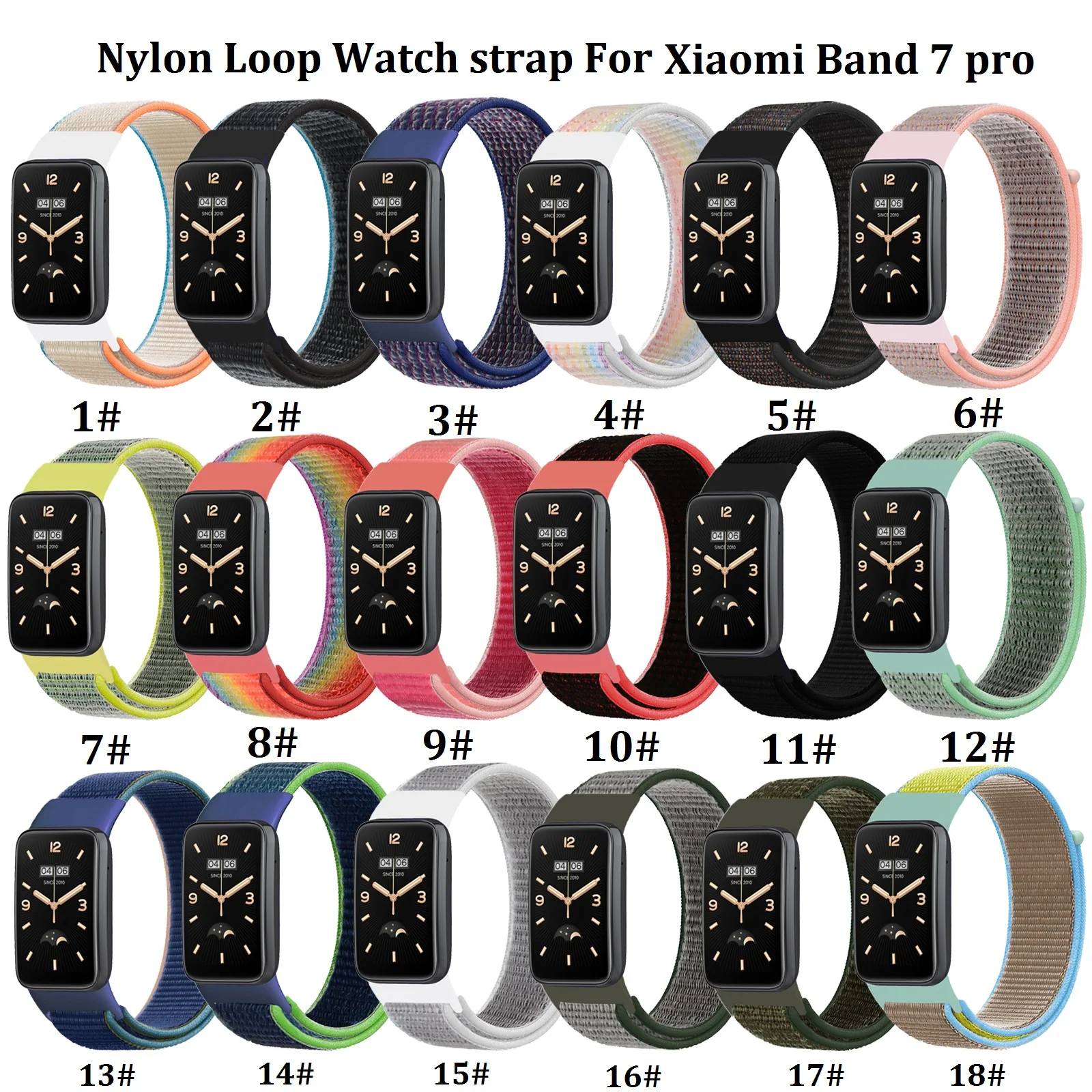 Fabric Loop Replacement Braided Nylon Watch Strap for Xiaomi Band 7 Pro