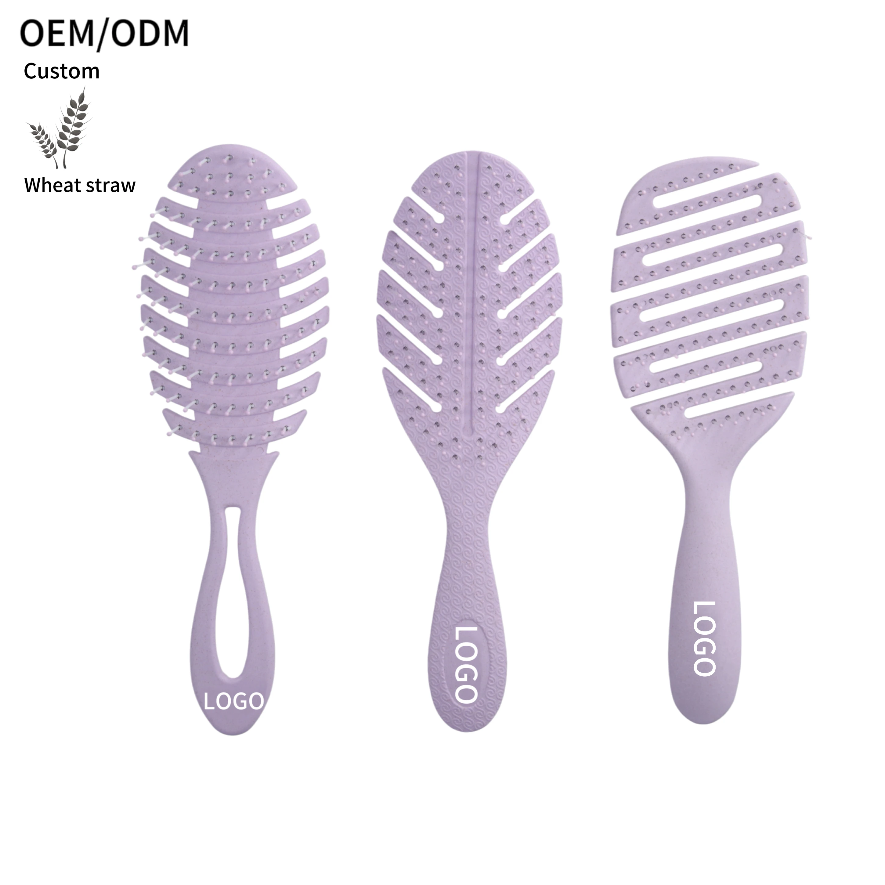 Biodegradable Eco-Friendly hangable Vent detangling paddle women wheat straw Hair Brush and comb set