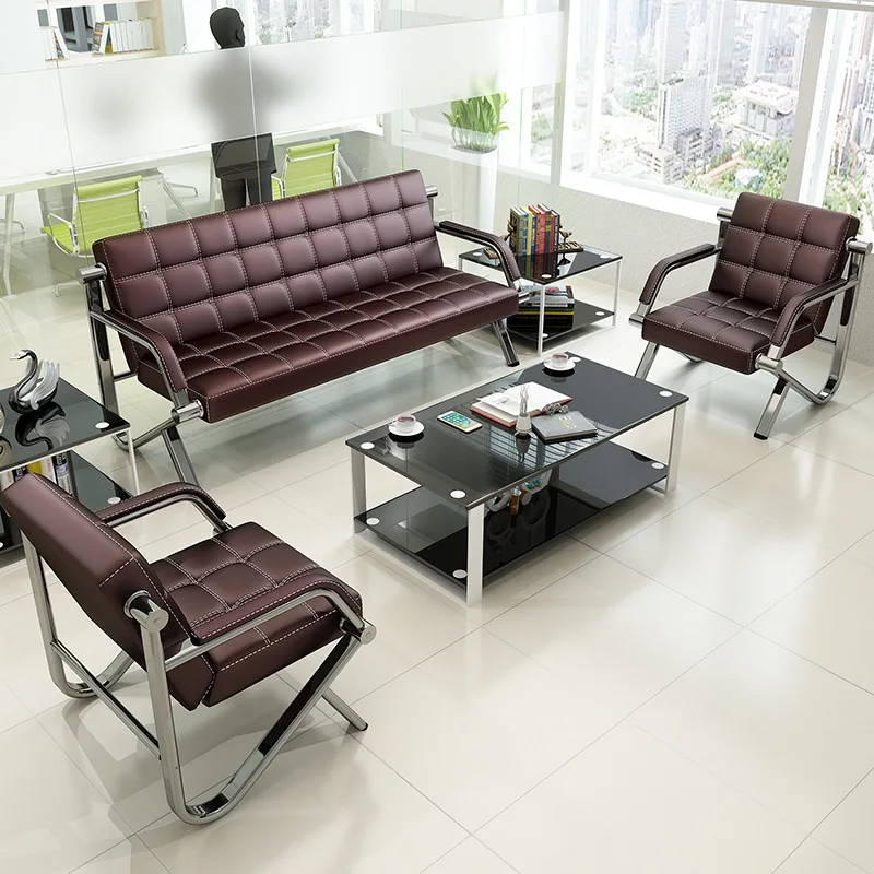 Business Sofa Furniture Set Coffee Table Combination Furniture Modern Simple Reception Room Meeting Area Leather Small Sofa