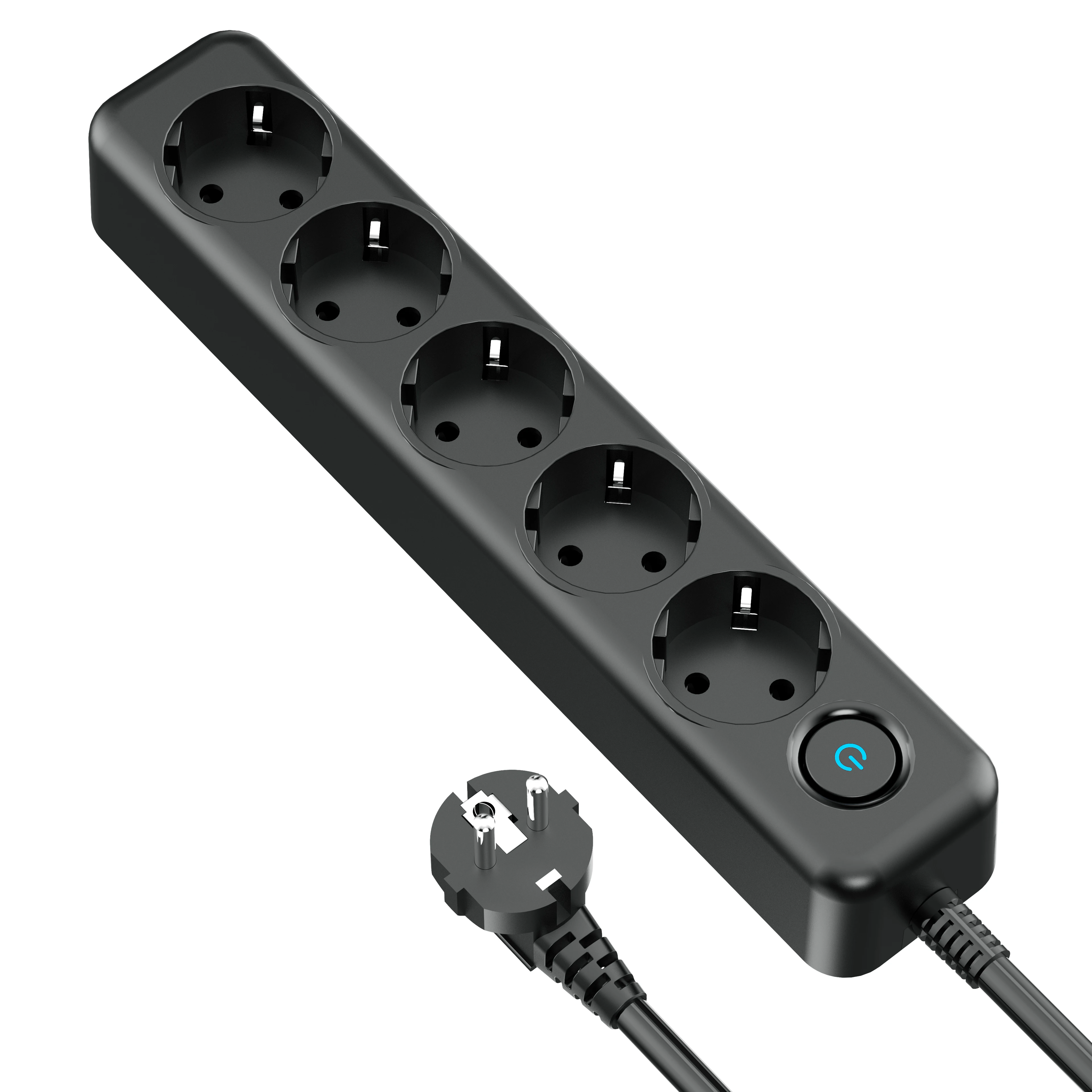 Hot Selling Shenzhen Manufacture 5-way Outlets Europe Multi Plug Power Socket With 2m Pure Copper Extension Cord