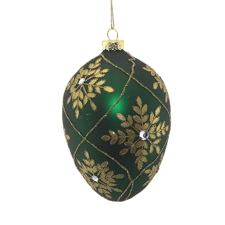 Yangzhou Factory Wholesale Hand Blown Artificial Hanging Christmas Beautiful Decorative Glass Easter Egg Ornaments