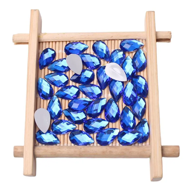 Earth Acrylic Rhinestones Water Droplet 8 x13mm 2000Pcs Color Flat Back DIY Decoration Nail Art Eyebrow Center Decoration
