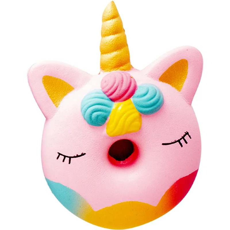 juguetes al por mayor kawaii jumbo Amazon custom PU foam food squishies toy unicorn squishy donut