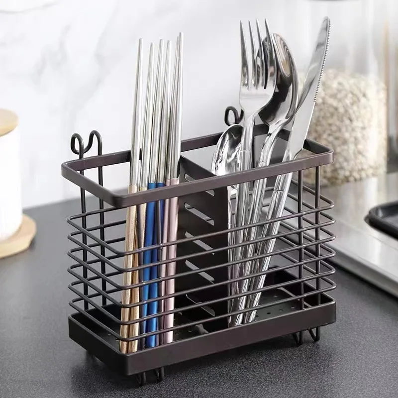 Hanging iron art drain creative home kitchen spoon chopsticks knife and fork storage box storage cage