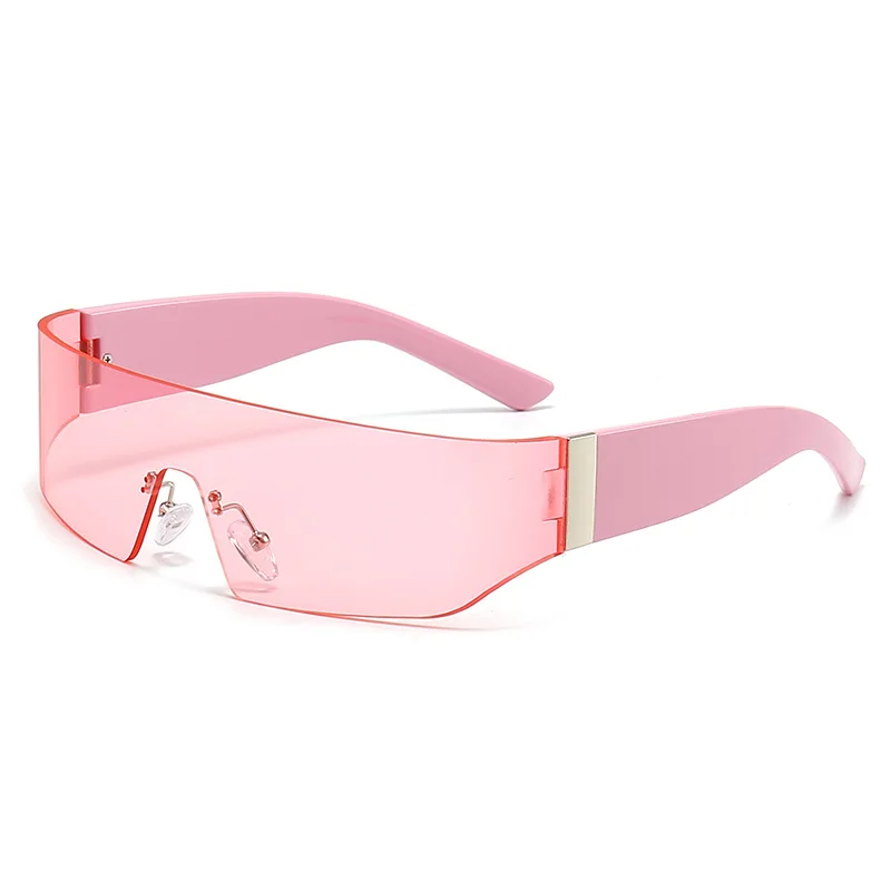 Fashion Luxury Designer UV400 Rimless Steam Punk Futuristic Y2K Sport Dazzling Lens Frameless One Piece Sunglasses For Women Men