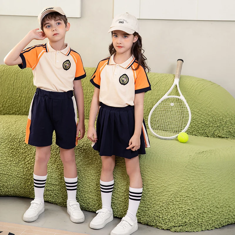 Breathable Clothes For Kindergarten School Polo Shirt SKirts Shorts Fashion Kindergarten Uniform