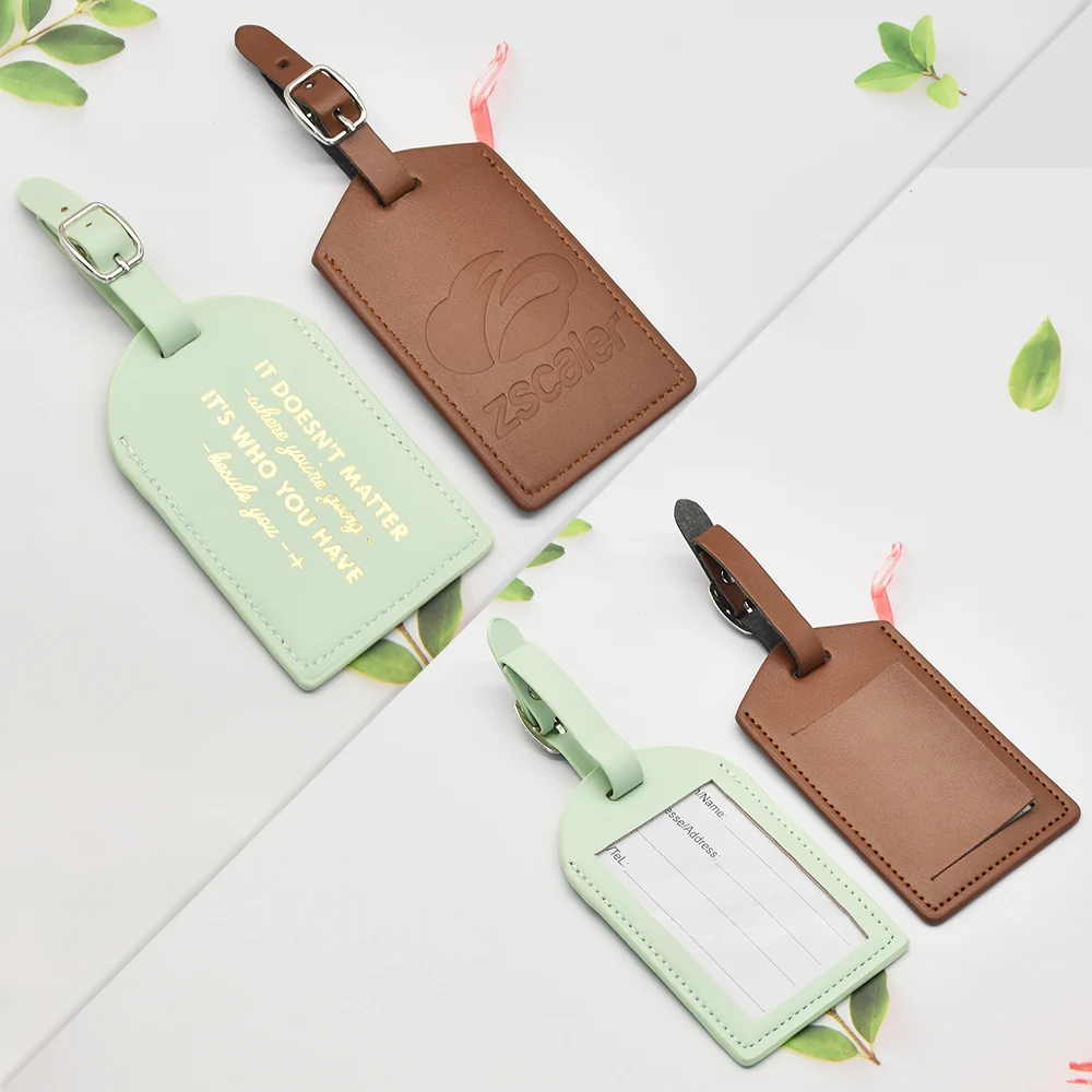 Custom logo multi-color plane boarding pass suitcase tag checked boarding travel waterproof leather luggage tag