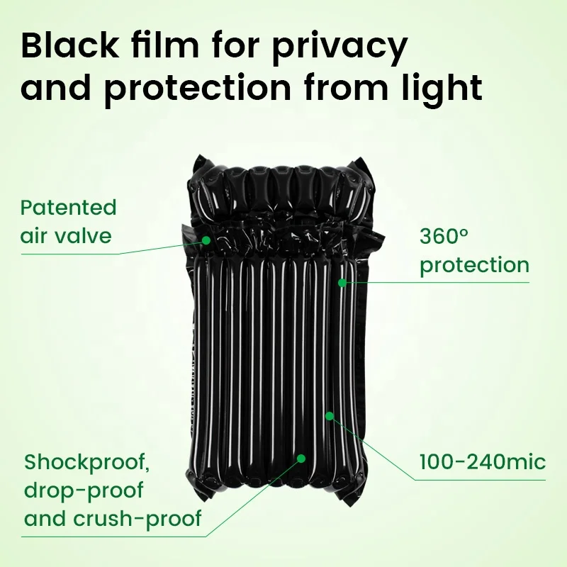 Black Color 100-200 microns Protective Cushion Wrapping Inflatable Air Column Bag
