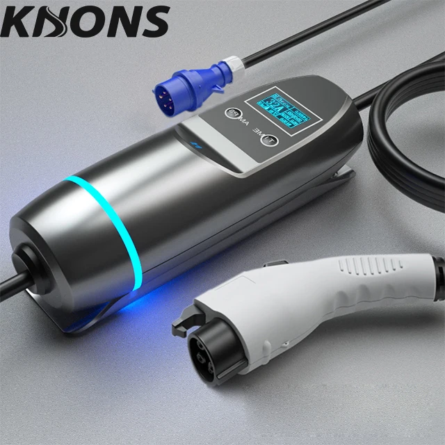 KHONS Level 1 EV Charger 3.3kw 3.5kw 7kw 16A SAE J1772 IEC type 1 Portable EV Charging Gun Adjustable Controller wallbox