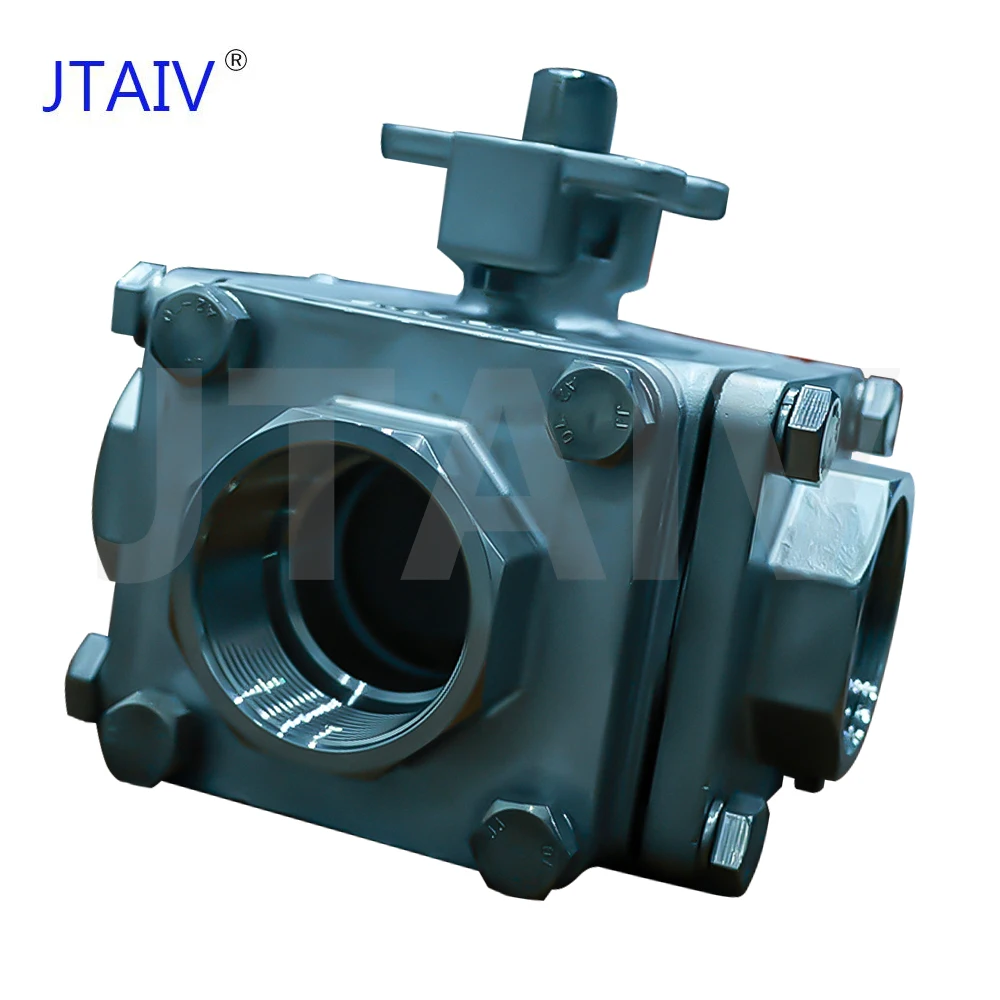 JTAIV Stainless steel welded four way ball valve threaded internal thread type