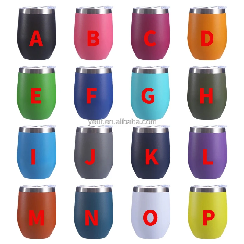 Factory Wholesale Customized 12oz Wine Glass Stainless Steel Insulated Reusable Egg Tumbler Cup With