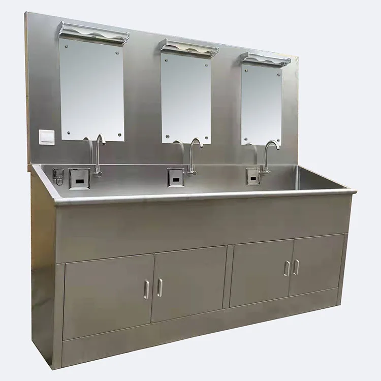 YFQ-W32 Medical S.S Scrub Sink with Mirror and Storage for Hospital